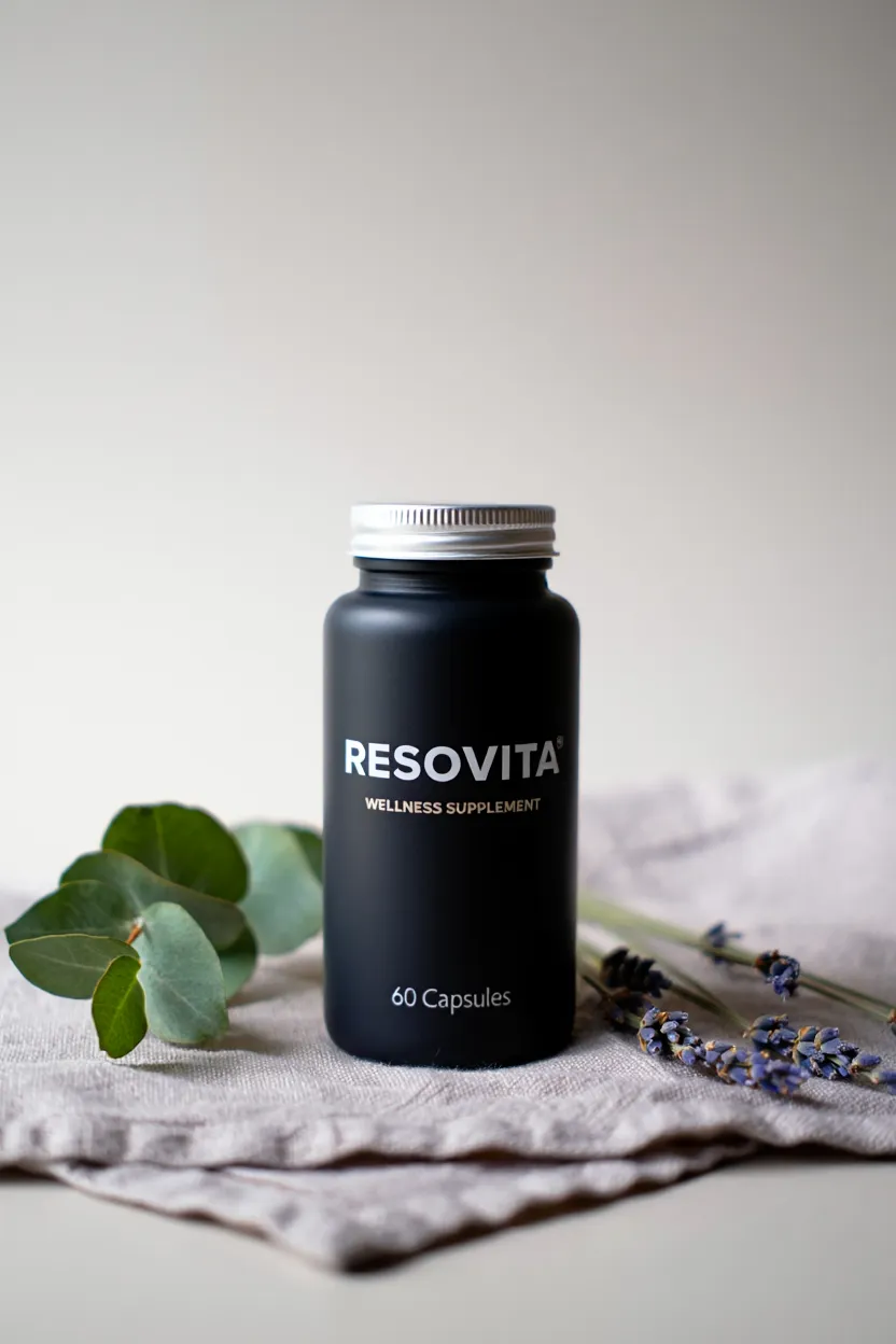 Resovita wellness supplement bottle with natural ingredients